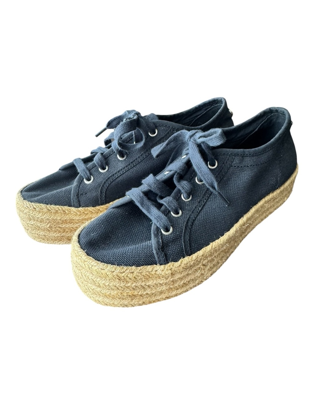 Steve Madden Hampton Navy Canvas Espadrille Platform Sneakers - Picture 7 of 7